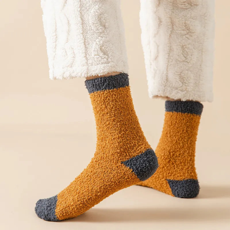 Mens Fuzzy Socks Winter Warm Coral Fleece Thermal Homewear Floor Sleeping Plush Socks Thicken Warm Soft Male Sokken